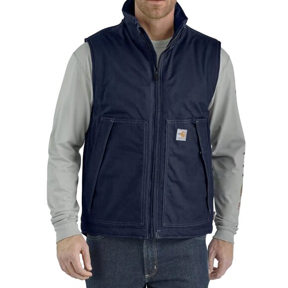 NEW $225 Carhartt Fire-Resistant Quick Duck Vest!  Navy  Insulated  DWR  103387 - Picture 1 of 4